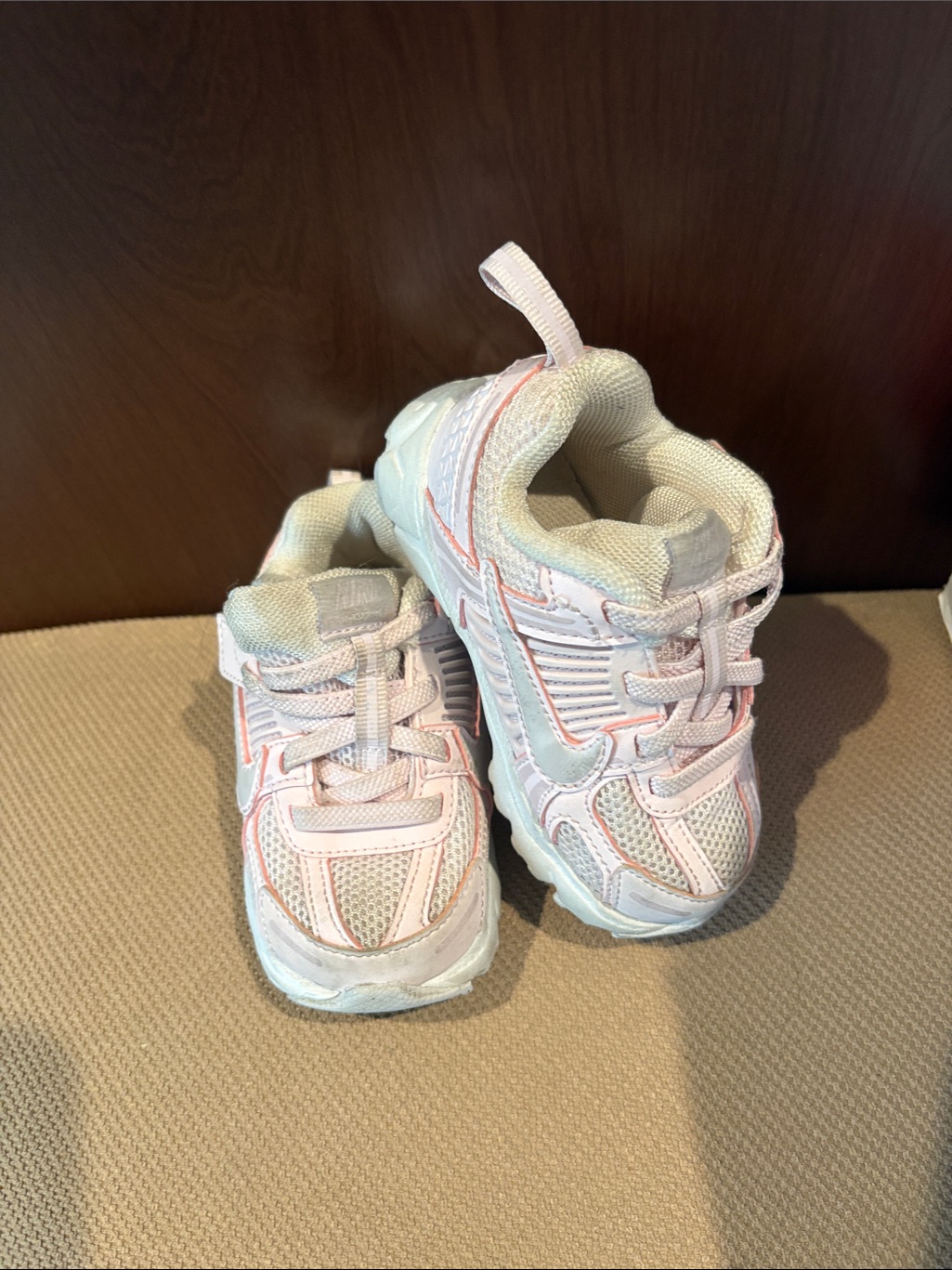 Kids White And Pink Athletic Sneakers